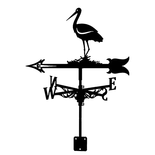 Durable Retro Crane Silhouette Weather Vane Garden Wind Direction Indicator Metal Weathervane Patio Yard Wind Vane Measuring Tool Supplies Craft Decoration (B) (E)