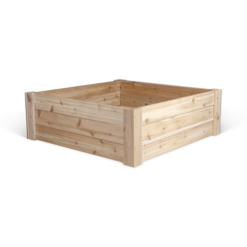 Infinite Cedar Premium Cedar Raised Garden Bed - 4' x 4' x 16.5" H - 1" Thick Wood