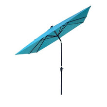 Square 2.5X2.5M Outdoor Patio Umbrella Solar Powered LED Lighted Sun Shade Market Waterproof 8 Ribs with Crank and Cross Base for Garden Deck Backyard Outside Swimming Pool
