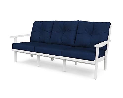 POLYWOOD® Lakeside Deep Seating Sofa in White/Navy