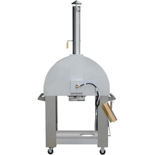 KOSTCH 32.5 inch Wood Fired and Propane Gas Pizza Oven for Outdoor Kitchen in Stainless Steel, Large Pizza Oven for Outside, Yard and Party (Red with Cover)