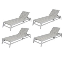 Homyee Acacia Wood Chaise Lounge with Stylish Rope Design and Adjustable Seating for Backyard, Poolside, Outdoor Loungers with Four Different Positions for Lawn, Yard (4 PCS)