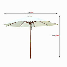 QZQHNYJ Umbrella Wooden Outdoor White Parasol with Metal Bolt, Sun Shade Umbrella for Balcony, Dining Tables, Gardens, Patios, Decking, Easy to Assembly, Large