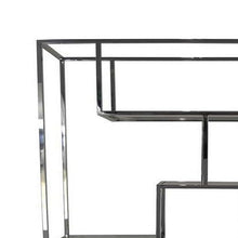 Benzara Adena 76 Inch Tall Plant Stand, Geometric Style Metal Shelves, Silver Tone