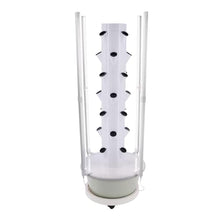 Hydroponics Growing System Kit with Wheels, 7-Layer 28-Planting Vertical Garden Vegetables Hydroponic Tower with LED Grow Lights, 3-Level Lighting Modes, 24-Hour Cycle Timer (White and Light Green)