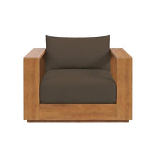 Outdoor Escape Brown Outdoor Patio Acacia Wood Armchair and Ottoman Set, Stylish, Durable Garden Furniture, Comfortable Seating for Patio and Garden