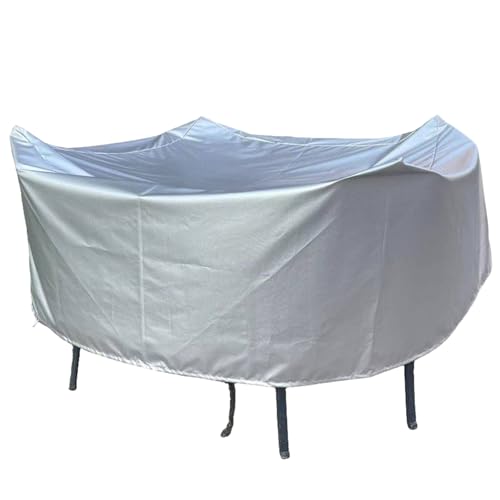 Outdoor Patio Furniture Cover Oxford Double-Sided Waterproof, Patio Table Cover Tear-Resistant with Taped Seam and Windproof Buckle, Multiple Colors(Size:260×260×70cm/102×102×28in,Color:silver)