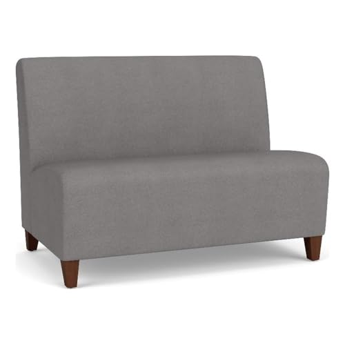 Siena Lounge Reception Waiting Armless Loveseat/Walnut Wood Legs/Light Gray