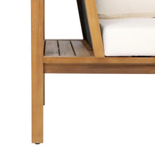 Merax Acacia Wood Outdoor Loveseat with Cream Cushion, Coastal Style Patio Daybed Loveseat Sofa with Rope Side Panels & Built-in Side Storage Shelves, 2-Seater Patio Bench for Garden Backyard