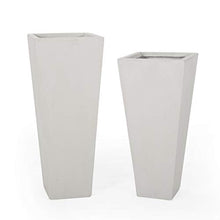Christopher Knight Home Victor, White Outdoor Modern Large and Medium Cast Stone Planter Set