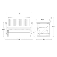 Wildridge Classic Mission Glider, White - Outdoor Weather Resistant Recycled HDPE Glider for Porch, Patio, Deck
