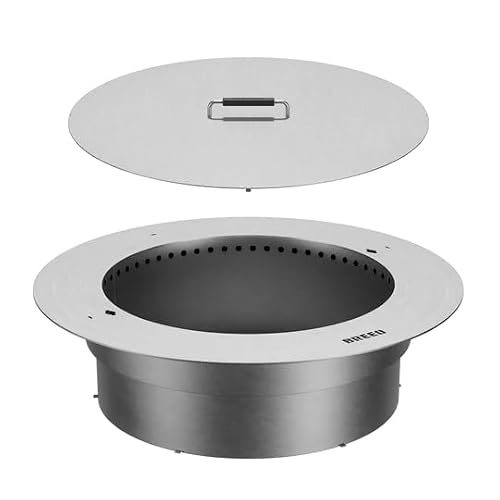 Breeo Zentro Fire Pit Insert - Stainless Steel, Round 30 in with Lid