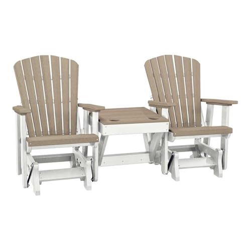 American Furniture Classics 515WWWT-K Double Glider w/Table, Weatherwood and White