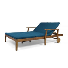 Benzara Hoye Double Chaise Lounger Recliner Bed, Outdoor, 79 Inch, Acacia Wood