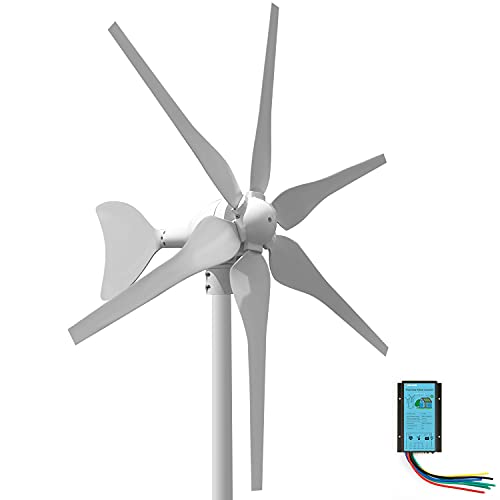 Wind Turbine Kit 400W 12V with 6 Blade, Wind Generator Kit with solar wind hybrid Charge Controller, Wind Power Generator for Marine, RV, Home, Windmill Generator Suit for Hybrid Solar Wind System