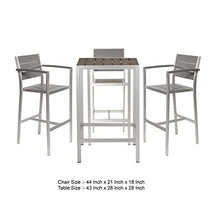 Benjara Kylo 5 Piece Bar Table Set, Polyresin Backs and Seats, Aluminum Frame, Gray and Brown