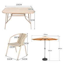 Dalumian Outdoor 8 Piece Patio Dining Sets, Patio Furniture Set Carbon Steel Includes 6 PVC Chairs and Table with Umbrella Hole