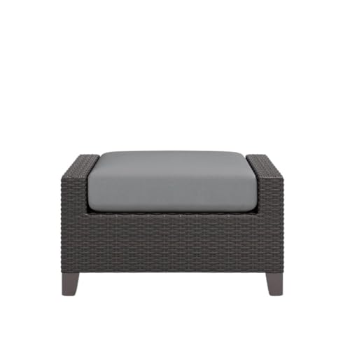 Outdoor Escape Set of 2 Outdoor Ottomans for Patio Use, Aluminum Wicker Outdoor Footstool for Patio or Garden Seating Comfort