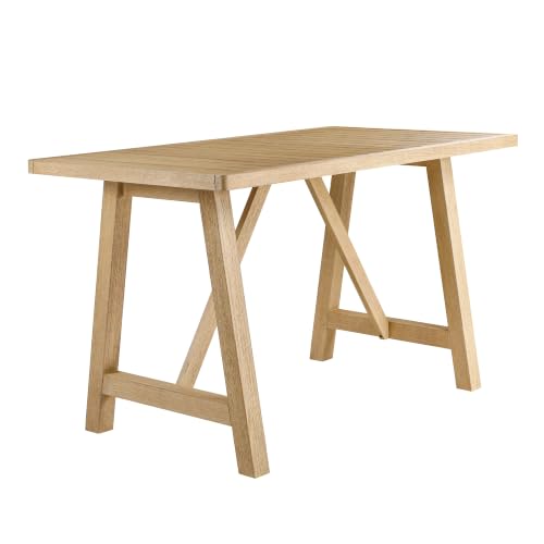 Armen Living Delfina 63" Rectangular Outdoor Dining Table in Natural Eucalyptus – Seats 4