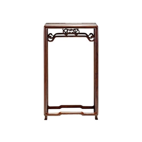 WOAITIANTIAN Vase Stand Rectangle Redwood Bonsai Display Base, Chinese Stye Openwork Carving Plant Stand