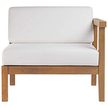 Modway Bayport Outdoor Patio Teak Wood Right-Arm Chair in Natural White