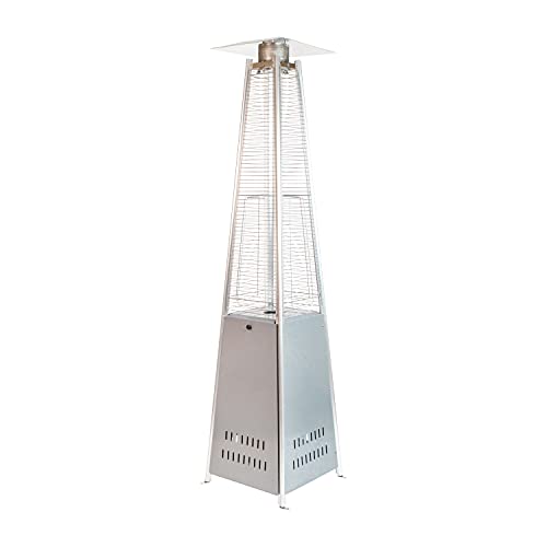 Taylor & Logan Blaise Silver Stainless Steel Outdoor Pyramid Propane Patio Heater with Wheels - 42,000 BTU