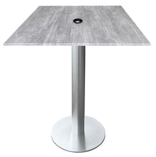 Holland Bar Stool Co. Indoor/Outdoor 42" Tall OD219 Brushed Aluminum Table with 36" x 36" Square EuroSlim Greystone Top with Umbrella Hole