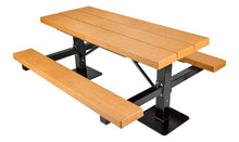Barco Products BarcoBoard 6 Ft Double Pedestal Picnic Table, Cedar - Commercial Outdoor Surface Mount Table, Powder-Coated Steel Frame, Open Underneath, 50-Year Board Warranty