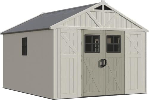 Patiowell 10x12 FT Resin Outdoor Storage Shed with Floor and Skylight,Beige