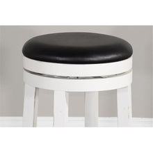 Pemberly Row 24" Wood Backless Swivel Stool in White & Dark Brown - Set of 3