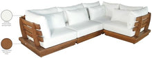Meridian Furniture 111White-Sec4C Mirella Collection Modern | Contemporary Outdoor Patio L-Shaped 4pc. Modular Sectional with Solid Teak Frame, Water Resistant Fabric, 113" W x 76" D x 27" H, White