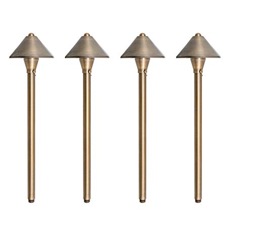 Westgate LED Pathway Lights - 12 Volt LED Mushroom Landscape Lighting - Solid Brass - Dark Bronze Finish - 3 Watts - 3000K - All Accessories Included