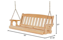 Amish Casual Heavy Duty Mission Treated Porch Swing, 6-Foot, Unfinished, 8Ft Chains, with Cups