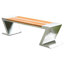 YUHUAWF Park Patio Seat Zigzag Stainless Steel Wooden Seat Plate Outdoor Bench Park Plaza Courtyard Outdoor Furniture Seating(Large)