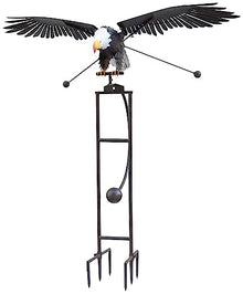RCS Gifts Red Carpet Studios Garden Stake Yard Art Metal and Glass Balance Rocker with 6-Prong Stake, Jumbo 6.16 Feet Tall, Flying Eagle
