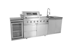 Stainless Steel Outdoor Kitchen Island Sink Cabinet with Double Doors, Tap, Granite Countertop, 304 Basin, Drainer, Wheels, Adjustable Legs for Patio Garden Barbecue Prep Storage Station (Silver)
