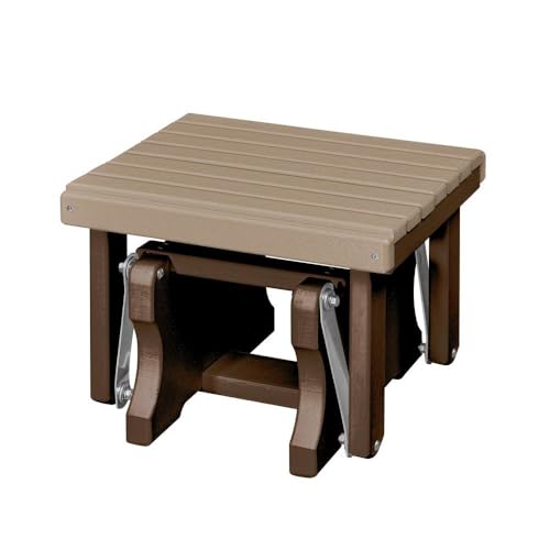 Outdoor Escape Brown Gliding Ottoman with Tudor Base, Heavy-Duty HDPE Footrest, Stainless Steel Hardware, All-Weather