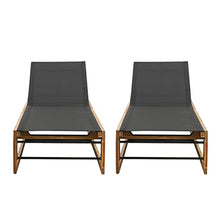 Christopher Knight Home Emile Outdoor Adjustable Chaise Lounges Set of 2 Black Teak