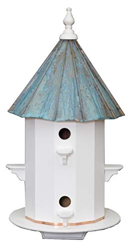 6 Room 30" Birdhouse - Weatherproof Azek Vinyl with Patina Copper Top Bird House Amish Handcrafted in Lancaster Pennsylvania USA