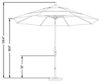 California Umbrella 11' Round Aluminum Market Umbrella Crank Lift Collar Tilt Black Pole Sunbrella Henna