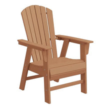 WO Outdoor Adirondack Patio Dining Chair Table 5 PCS Set Seashell Back Armchair Square Table Retro Aesthetic for Outside Restaurant Dining, Resort, Hotel, Lawn, Garden (Teak)