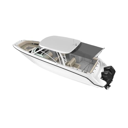Oceansouth Hard Top Stern Shade Extension Kit | Heavy Duty Marine Rear Shade Extension with Atlas Marine Fabric - Gray (Size 9 - Length 8.5' x Width 7.5')