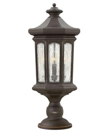Hinkley Raley Large Post Top Lantern Aluminum Clear Water Glass Shade Oil-Rubbed Bronze