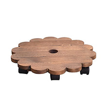 OREKPOT Plant Stand Wooden Round Flower Pot Tray with Wheels Heavy Planter Flowers Pot Mover Trolley Planter Stand
