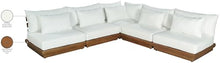 Meridian Furniture 111White-Sec5D Mirella Collection Modern | Contemporary Outdoor Patio L-Shaped 5pc. Modular Sectional with Solid Teak Frame, Water Resistant Fabric, 112" W x 112" D x 27" H, White