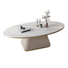 living room table Luxury Slate Coffee Table, Modern Oval Coffee Table with Metal Iron Frame, Household Creative Living Room Center Table, Easy to Assemble outdoor side table ( Color : A , Size : 130*7