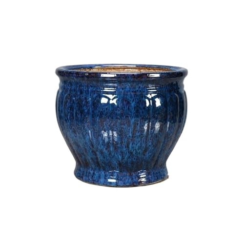 yinxx240708 Courtyard Large Ceramic Flowerpot，Planter for Indoor and Outdoor Garden Plant Potwith Drainage Hole Plant Pot for Indoor or Outdoor Porch/Garden(Blue,Large)