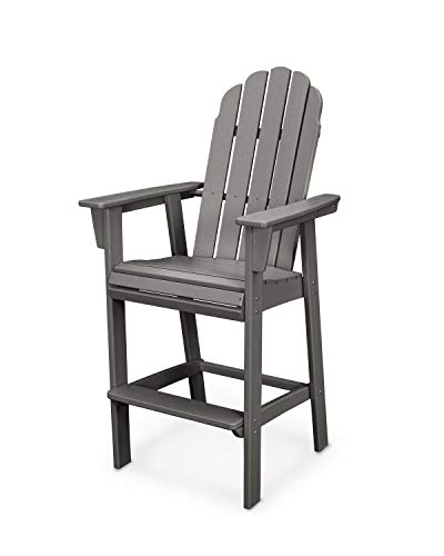 POLYWOOD® Vineyard Curveback Adirondack Bar Chair in Slate Grey