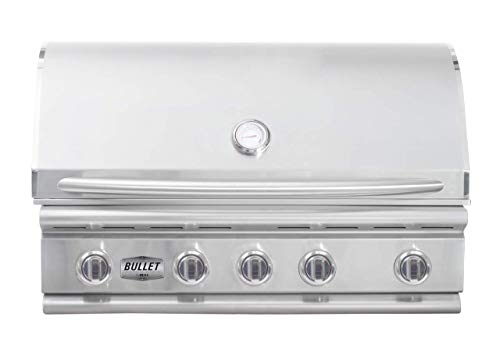 Bull by Bull Yukon 5 Burner Outdoor Kitchen Grill, Built-In Propane Grill with 75,000 BTUs of Heat, 304 Stainless Steel, Cast Iron Heat Treated Reliabull Bar Burners and Piezo Igniters