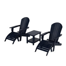 WestinTrends Tuscany 5-Piece HIPS Outdoor Folding Adirondack Seashell Chair with Folding Ottoman and Side Table, Navy Blue